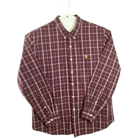 U.S. Polo Assn. Men's Maroon Plaid Shirt, Size XL - Picture 2 of 10